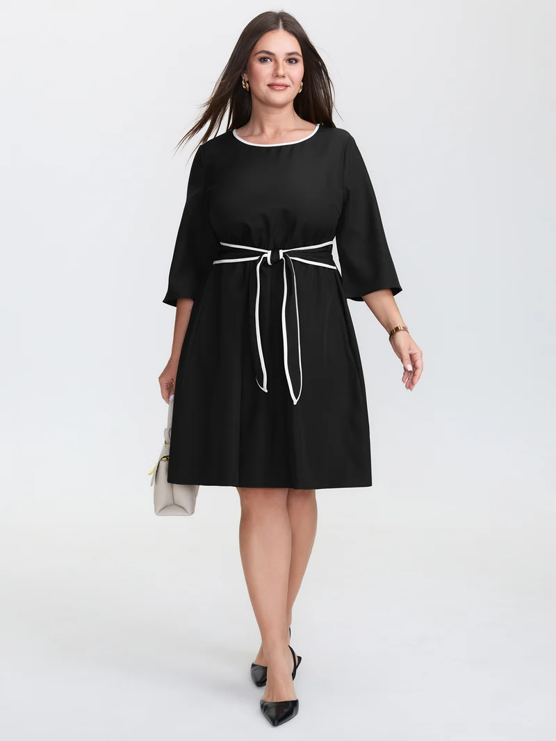 Bow-Front Waist Tie Midi Dress