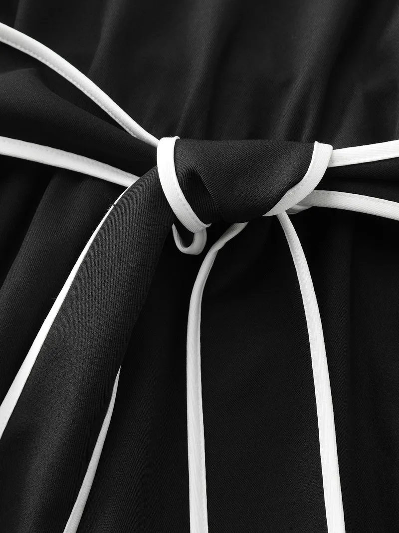 Bow-Front Waist Tie Midi Dress