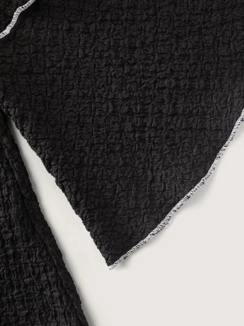 Textured Color Contrast Fitted T-Shirt