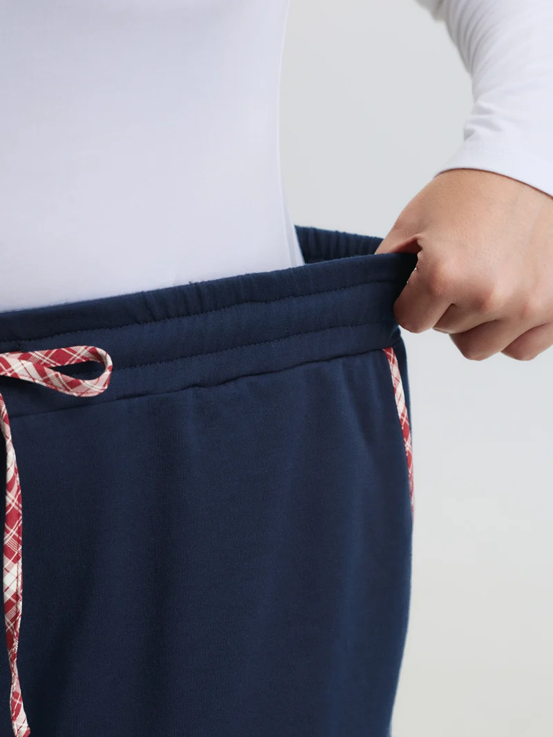Gingham Edges Stretchy Drawstring Lounge Bottoms