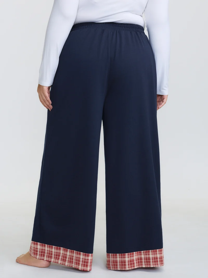 Gingham Edges Stretchy Drawstring Lounge Bottoms