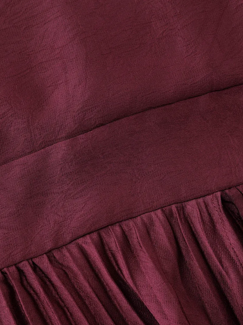 One-Shoulder Pleated Asymmetrical Hem Midi Dress