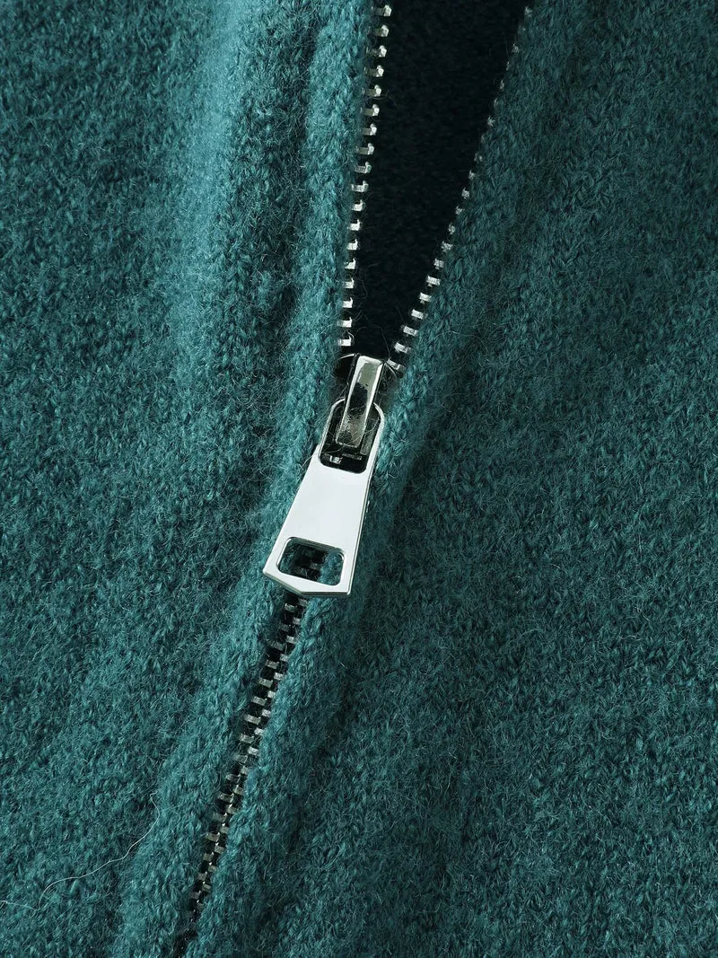 Supersoft Zipper Pockets Hooded Knit Cardigan