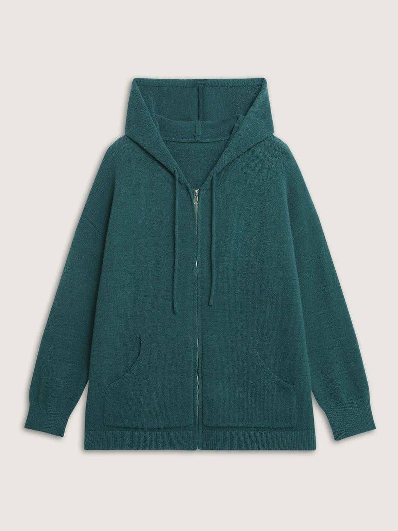 Supersoft Zipper Pockets Hooded Knit Cardigan