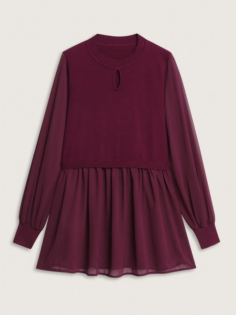 Chiffon Cut-Out Sheer Pullover