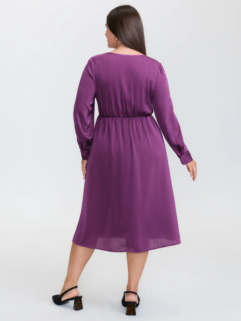 Shimmery Loop Belted Waist Midi Dress