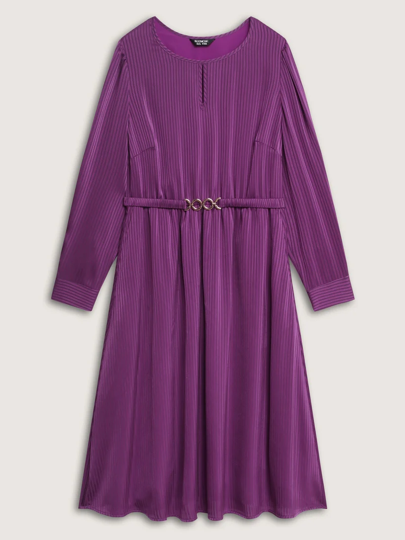 Shimmery Loop Belted Waist Midi Dress