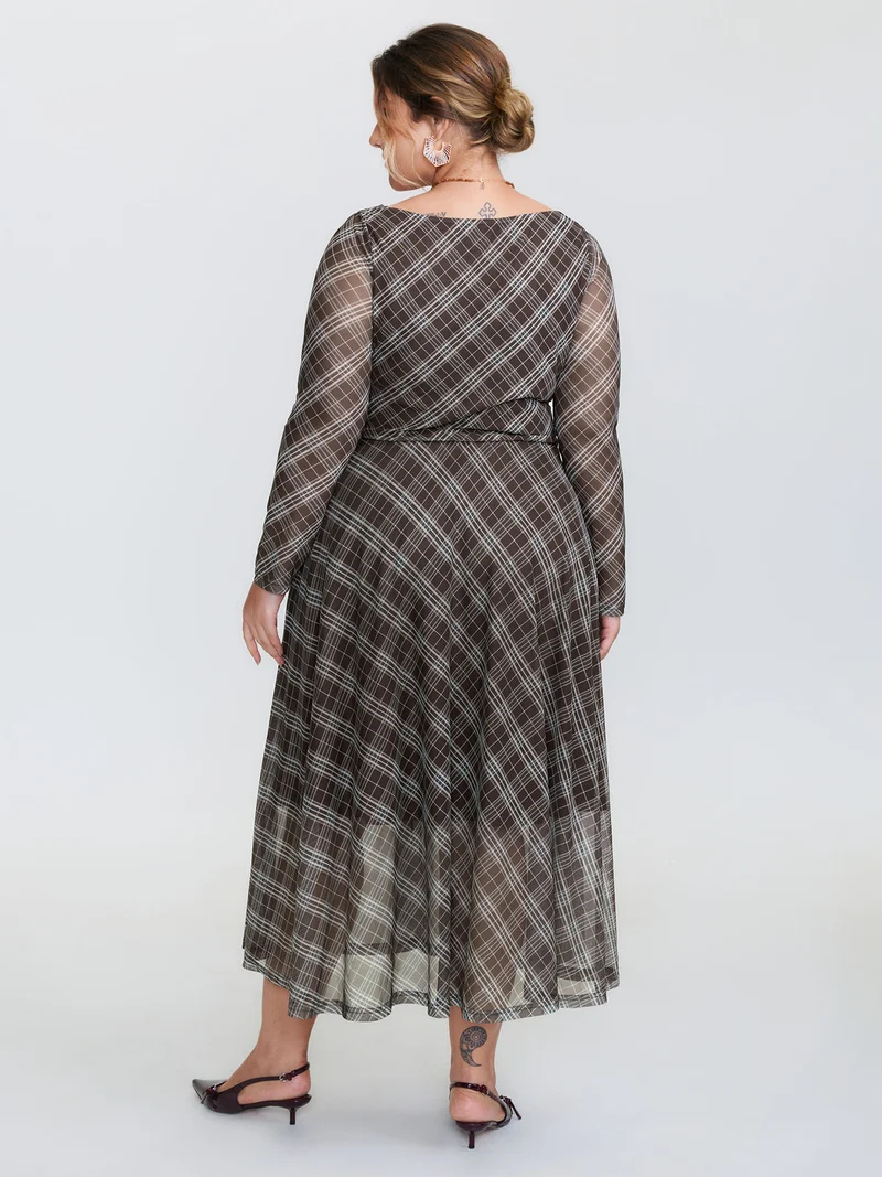 Stretchy Cowl Neckline Slit Pockets Maxi Dress