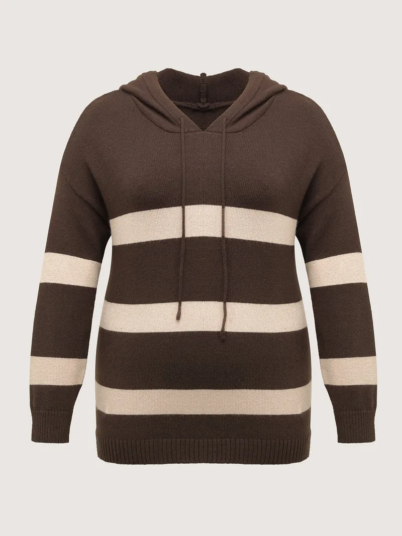 Supersoft Stripe Slit Hooded Pullover
