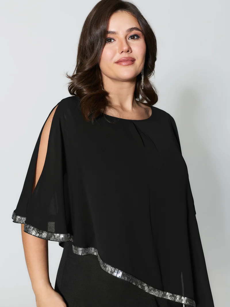 Layered Tummy-Friendly Chiffon Midi Dress