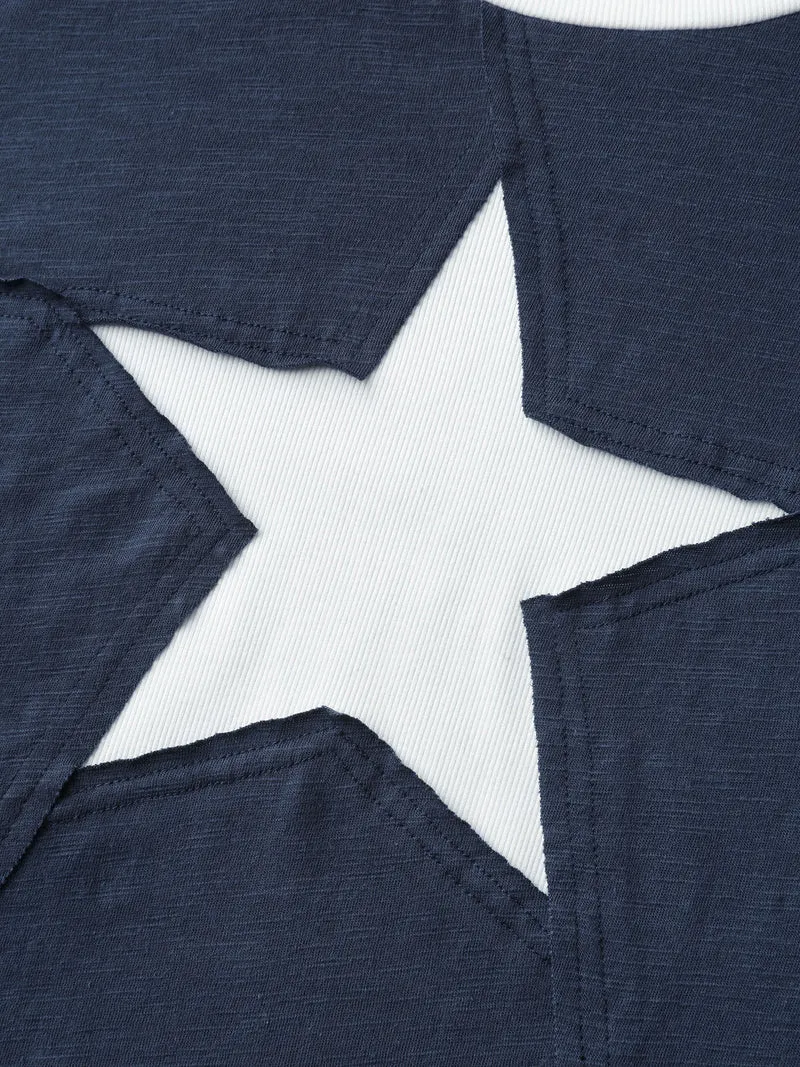 Star Pattern Textured Stretchy T-Shirt