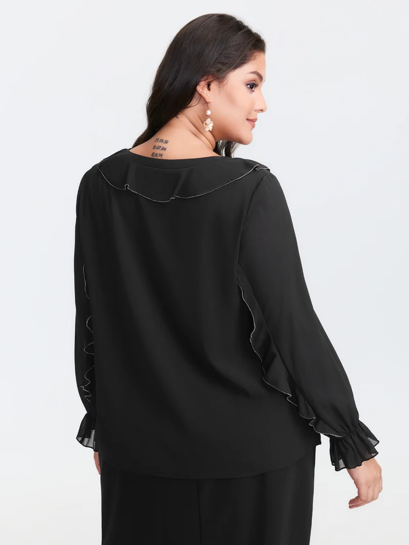 Lettuce Edge Color Contrast Blouse