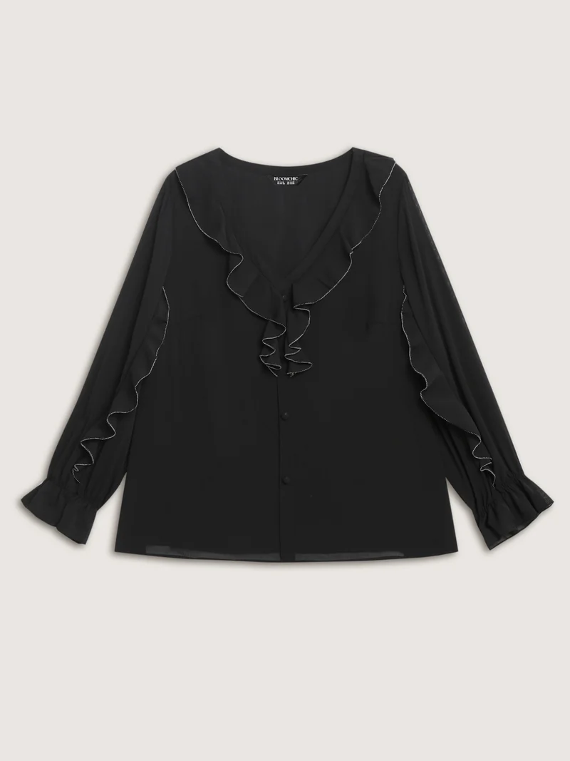 Lettuce Edge Color Contrast Blouse