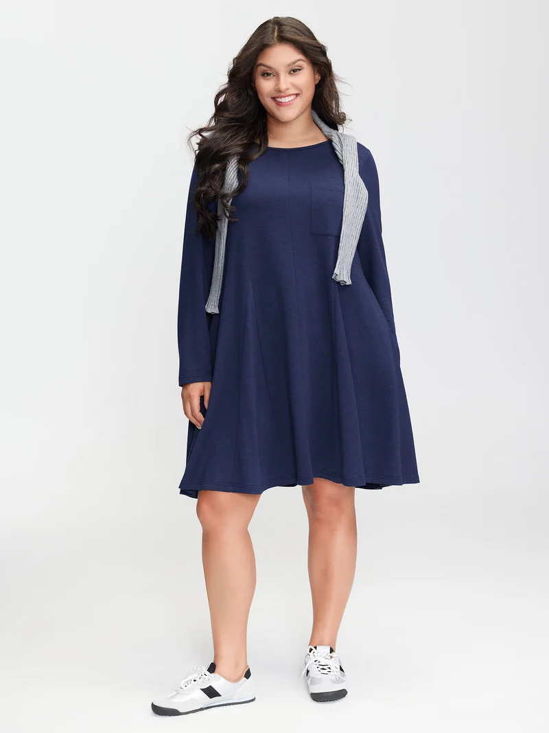 Supersoft Bamboo Textured Waist-Defining Midi Dress