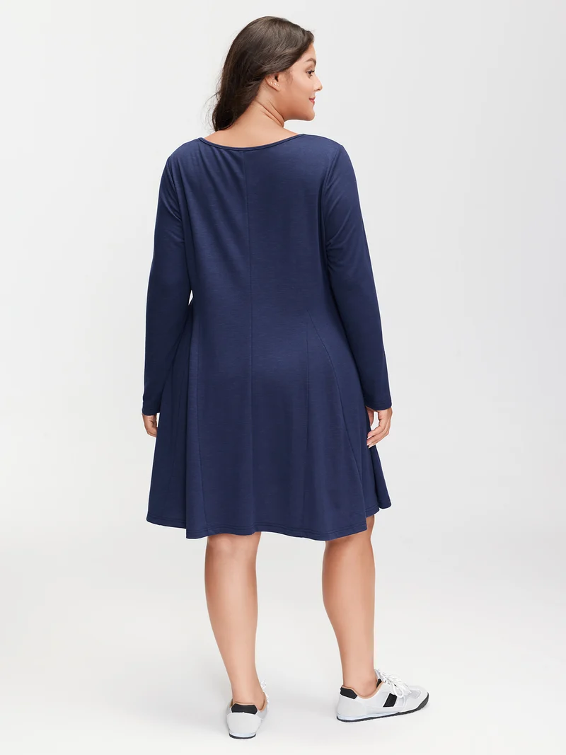 Supersoft Bamboo Textured Waist-Defining Midi Dress