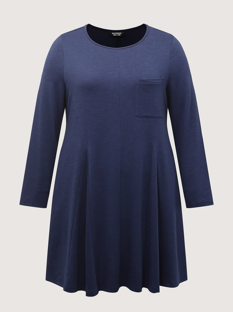 Supersoft Bamboo Textured Waist-Defining Midi Dress