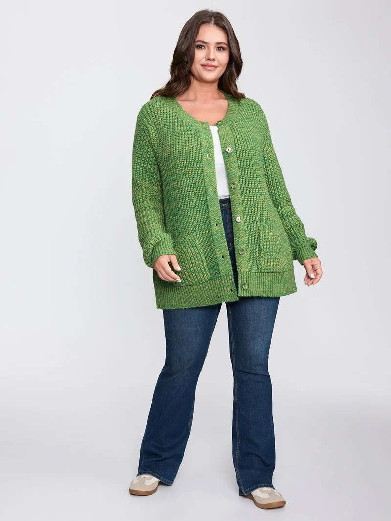 Heather Pockets Button Knit Cardigan