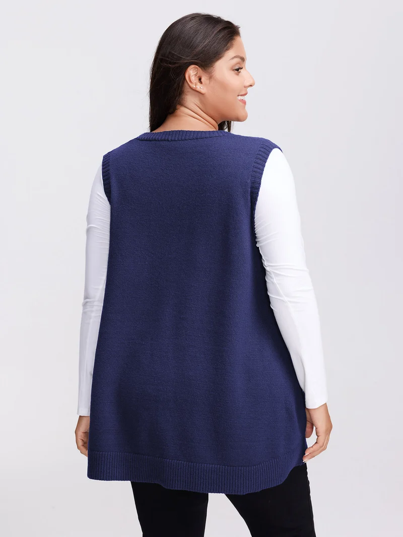 A-Line Pockets V-Neck Pullover