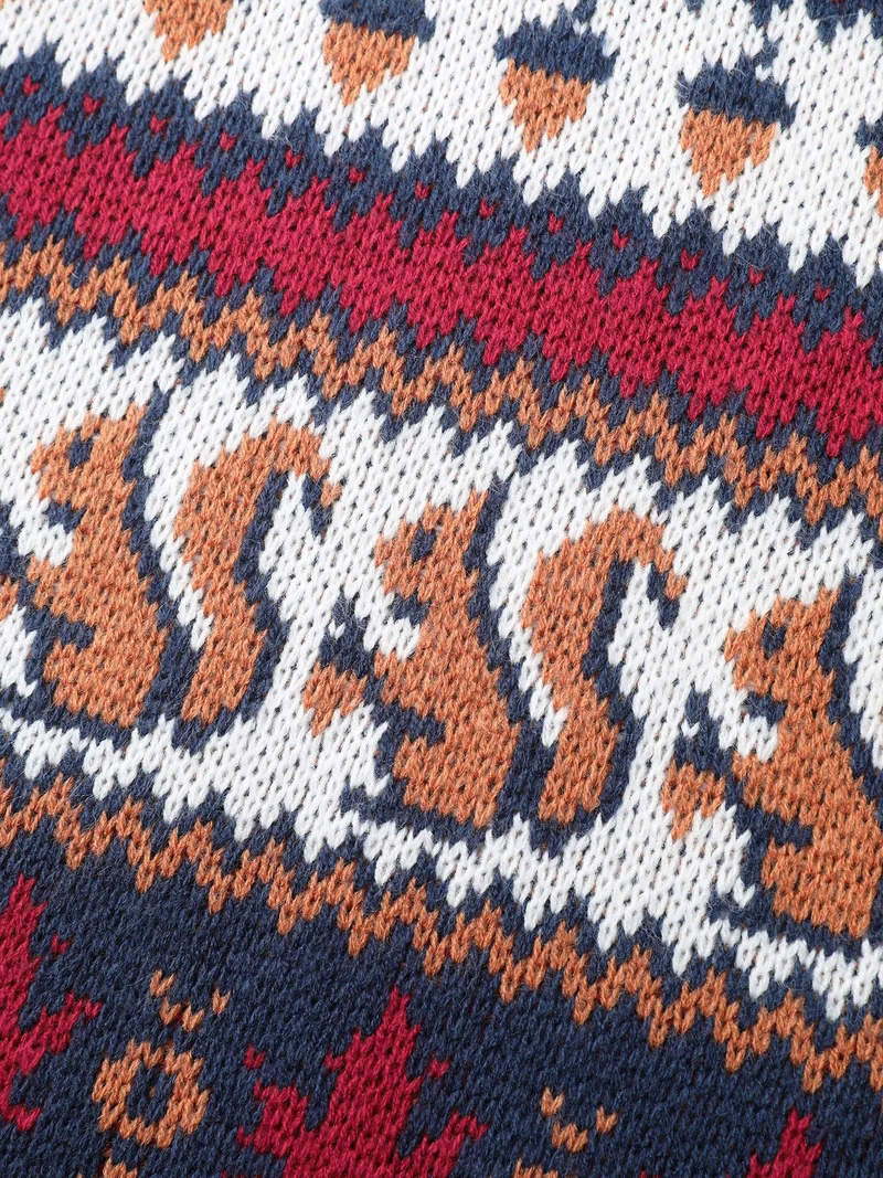 Squirrel Fall Print Jacquard Pullover