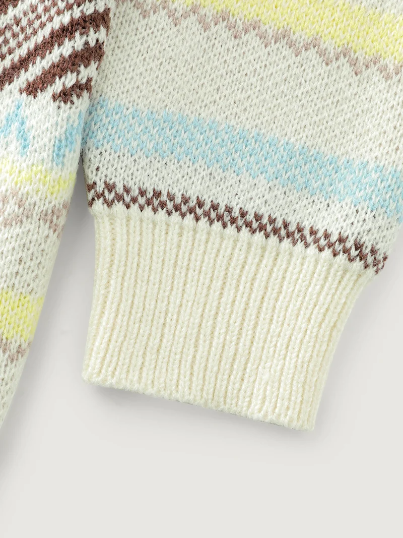 Jacquard Boho Print Turtleneck Pullover