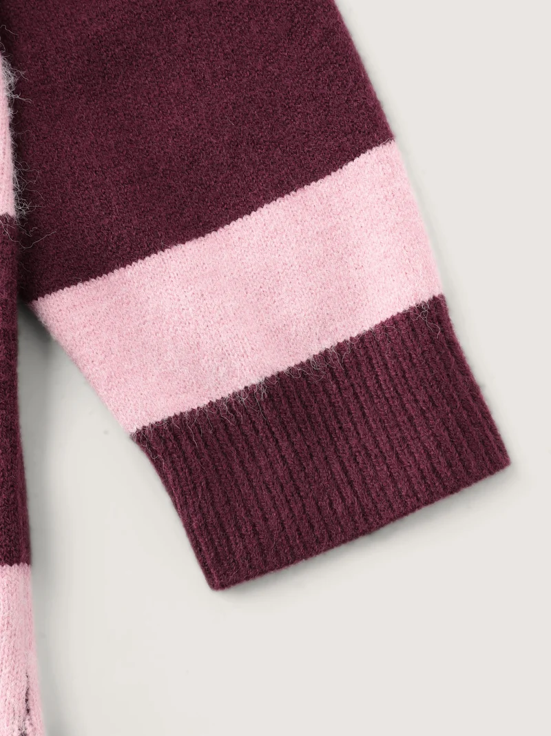 Turtleneck Colorblock Drop Shoulder Pullover