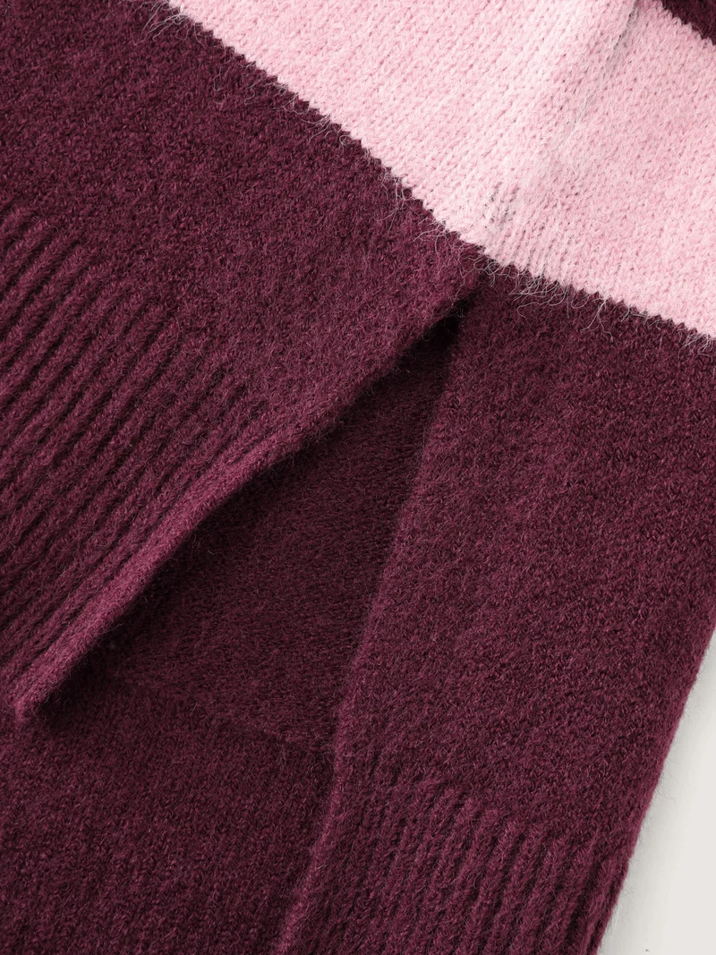 Turtleneck Colorblock Drop Shoulder Pullover