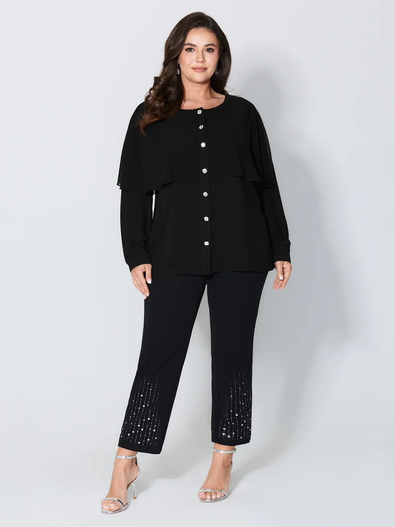 Layered Diamond Buttons Blouse
