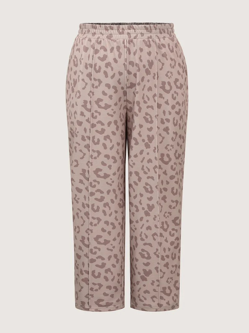 Leopard Seamed Shirred Waistband Pants
