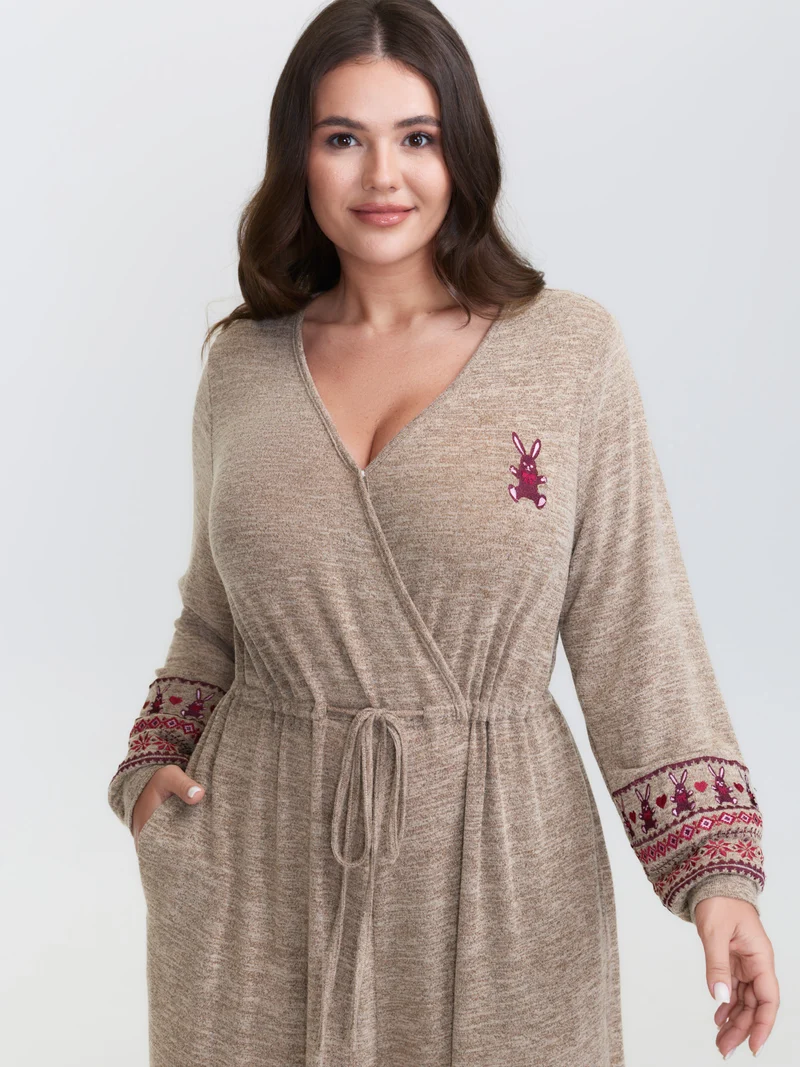 Stretchy Embroidery Pockets Drawstring Lounge Jumpsuit
