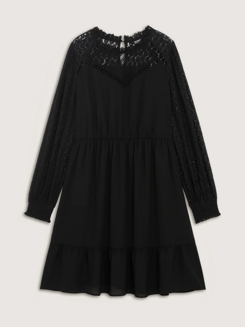Sheer Lace Cut-Out Detail Midi Dress