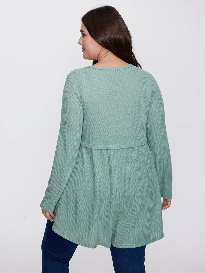 Layered V-Neck Fit and Flare Knit Top