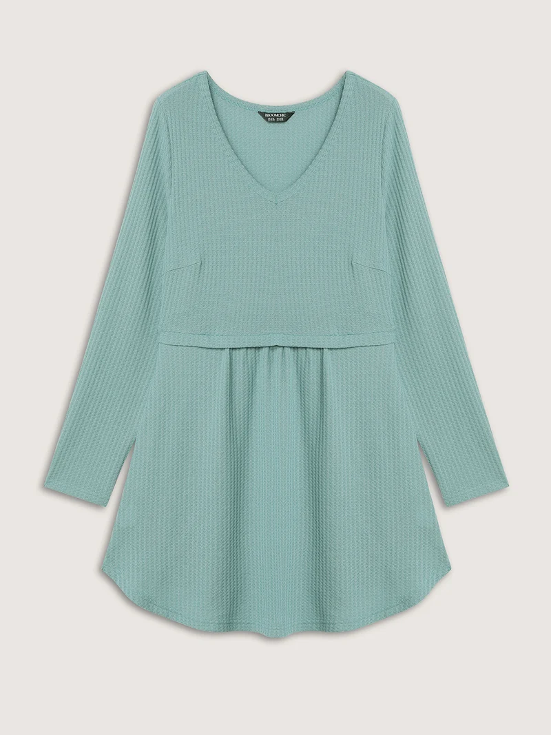 Layered V-Neck Fit and Flare Knit Top