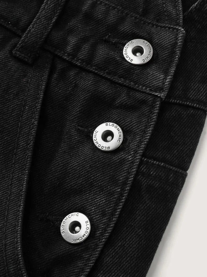 Cotton Overall Adjustable Straps Denim Dress