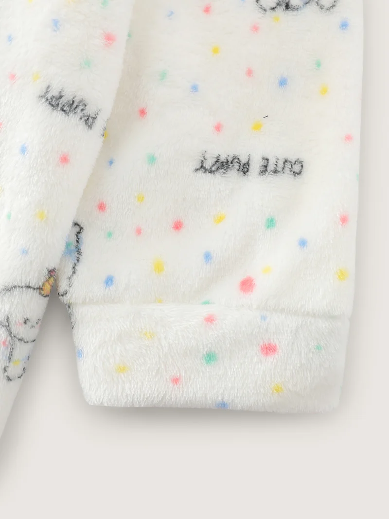 Cozy Puppy Print Zipper Front Lounge Jumpsuit
