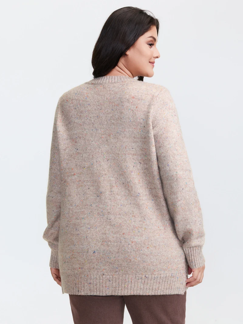 Heather Crewneck Ribbed Hem Pullover
