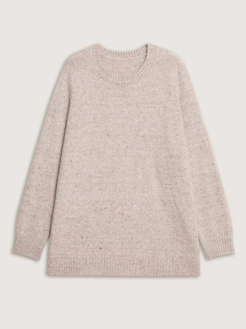 Heather Crewneck Ribbed Hem Pullover