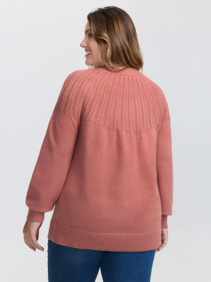 Supersoft Textured Ribbed Hem Drop Shoulder Pullover