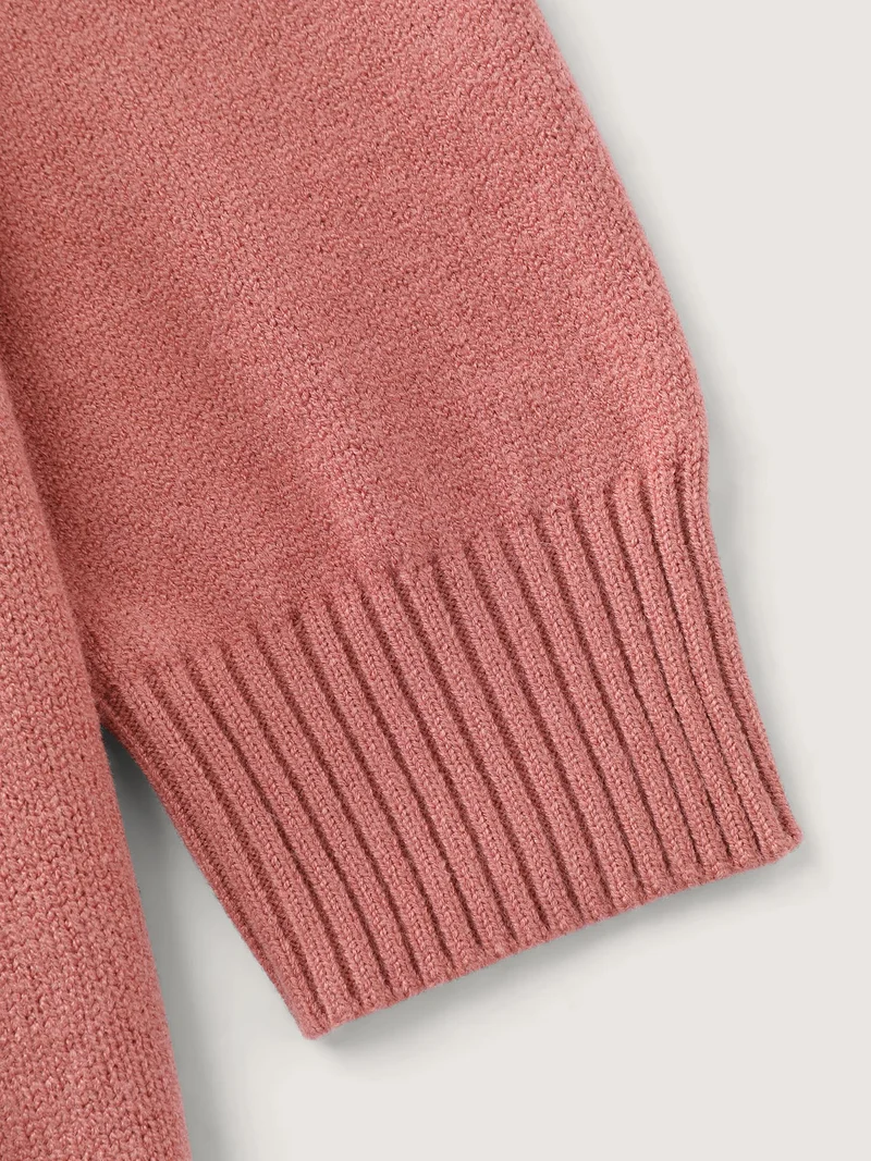 Supersoft Textured Ribbed Hem Drop Shoulder Pullover