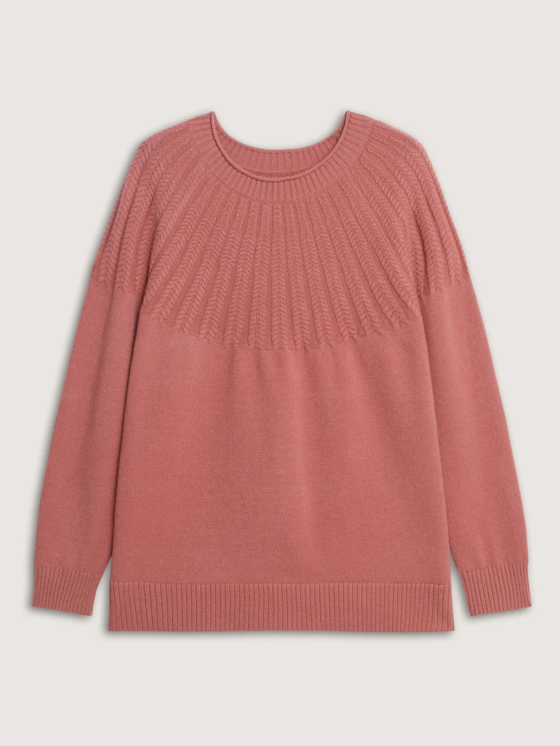 Supersoft Textured Ribbed Hem Drop Shoulder Pullover