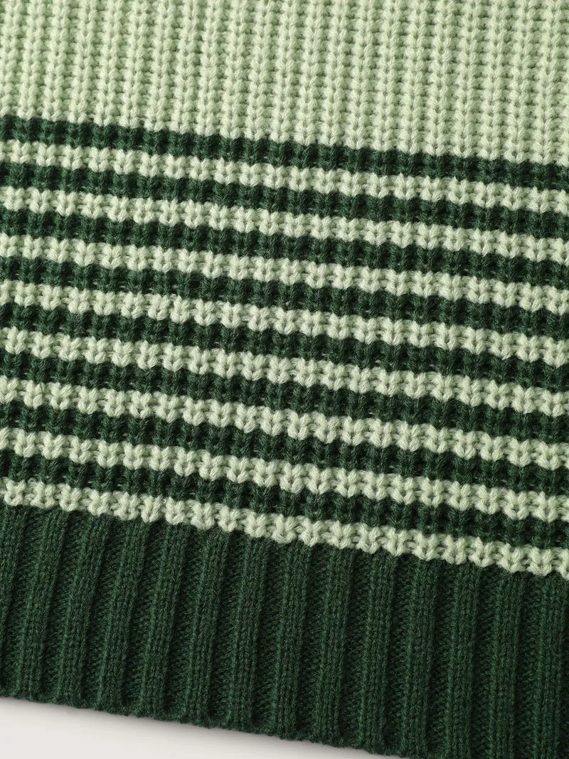 Color Contrast Stripe Round Neck Pullover