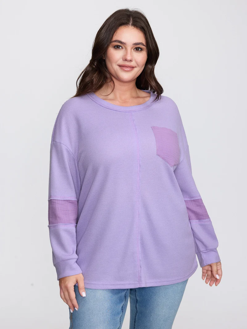 Waffle Weave Color Patchwork T-Shirt
