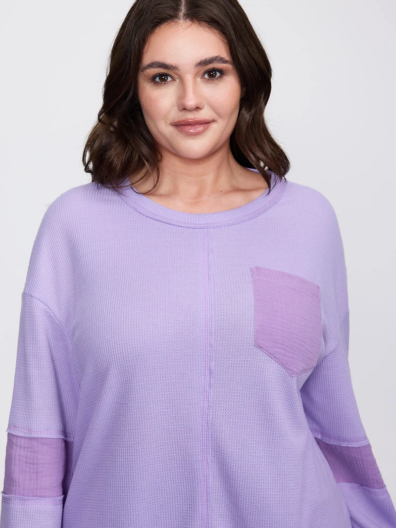Waffle Weave Color Patchwork T-Shirt