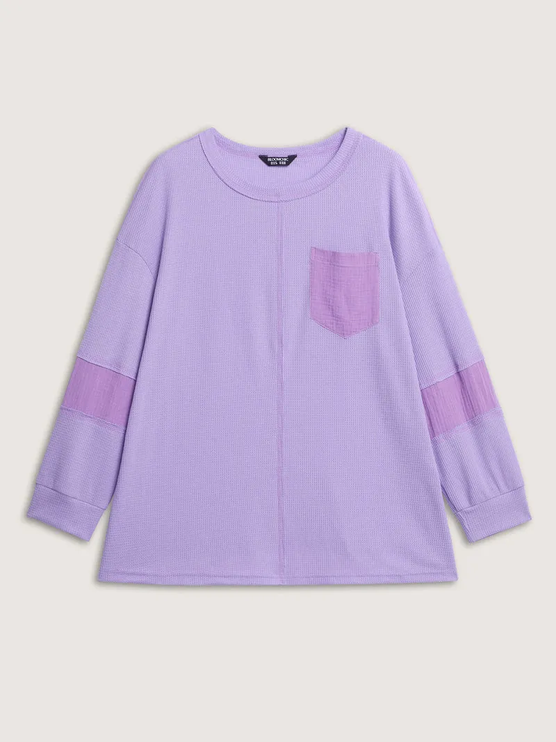 Waffle Weave Color Patchwork T-Shirt