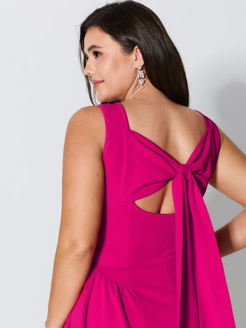 Bow-tiful Back Pleated Mini Dress