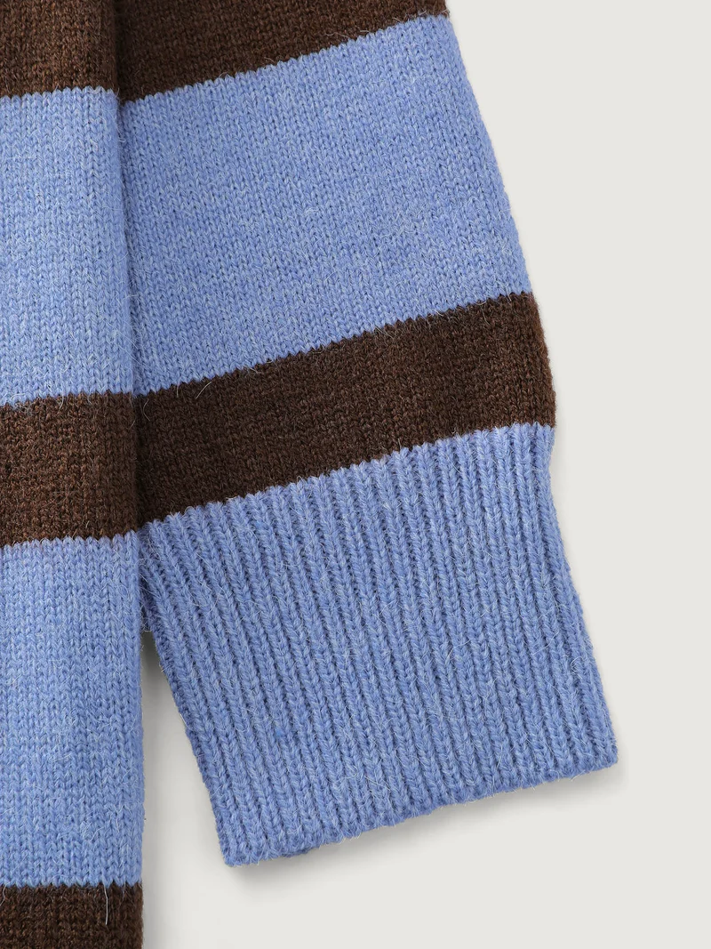 Color Contrast Stripe Heather Textured Pullover