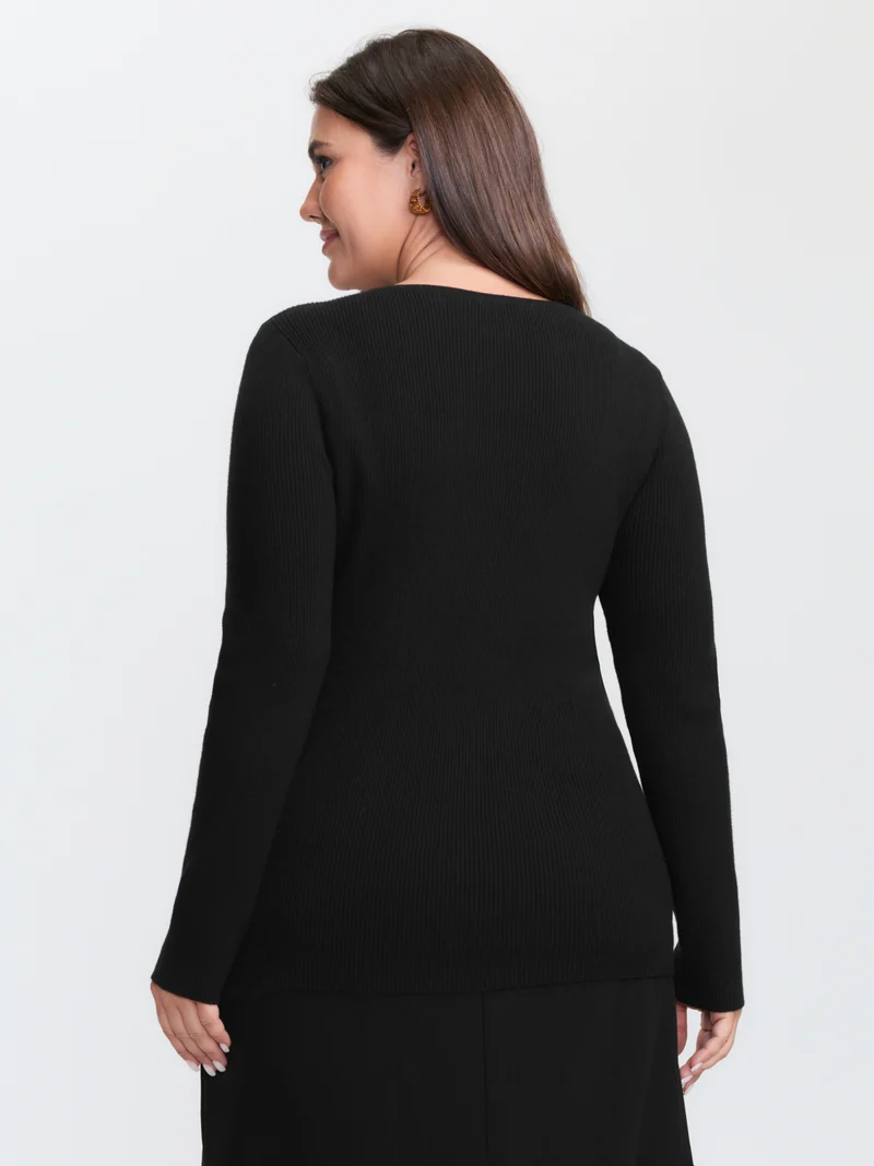 Metallic Floral Detail Cut-Out Pullover