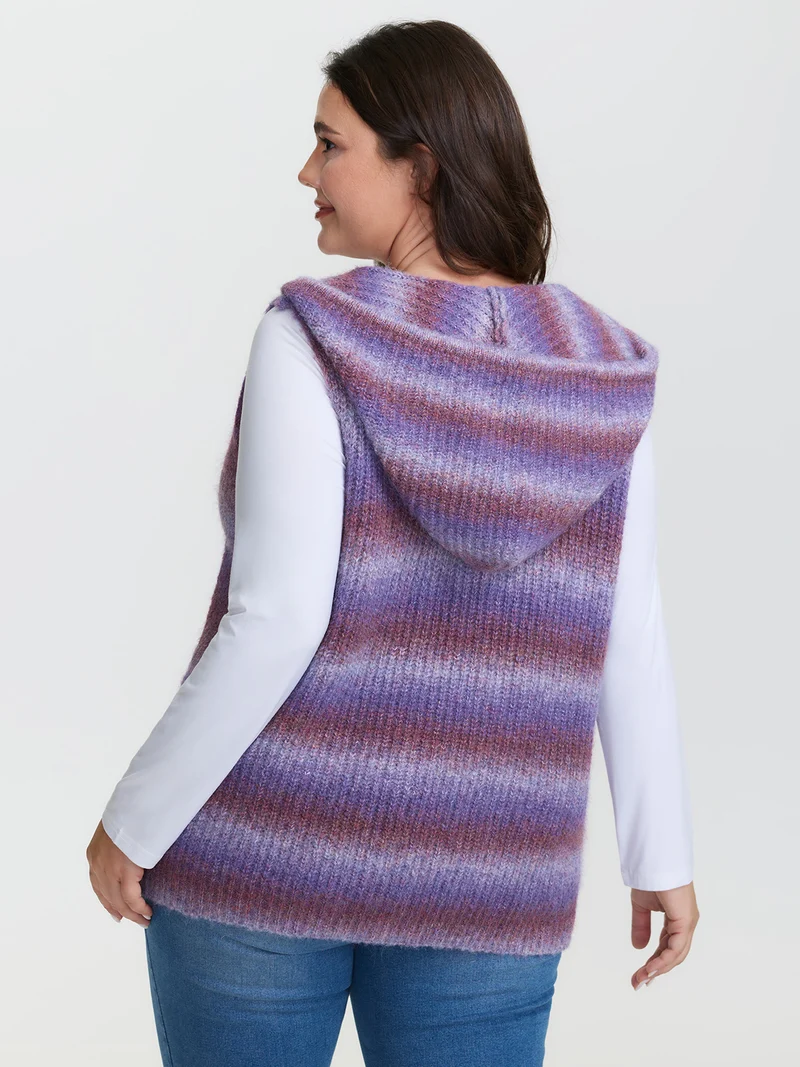Stretchy Heather Hooded Zipper Knit Cardigan