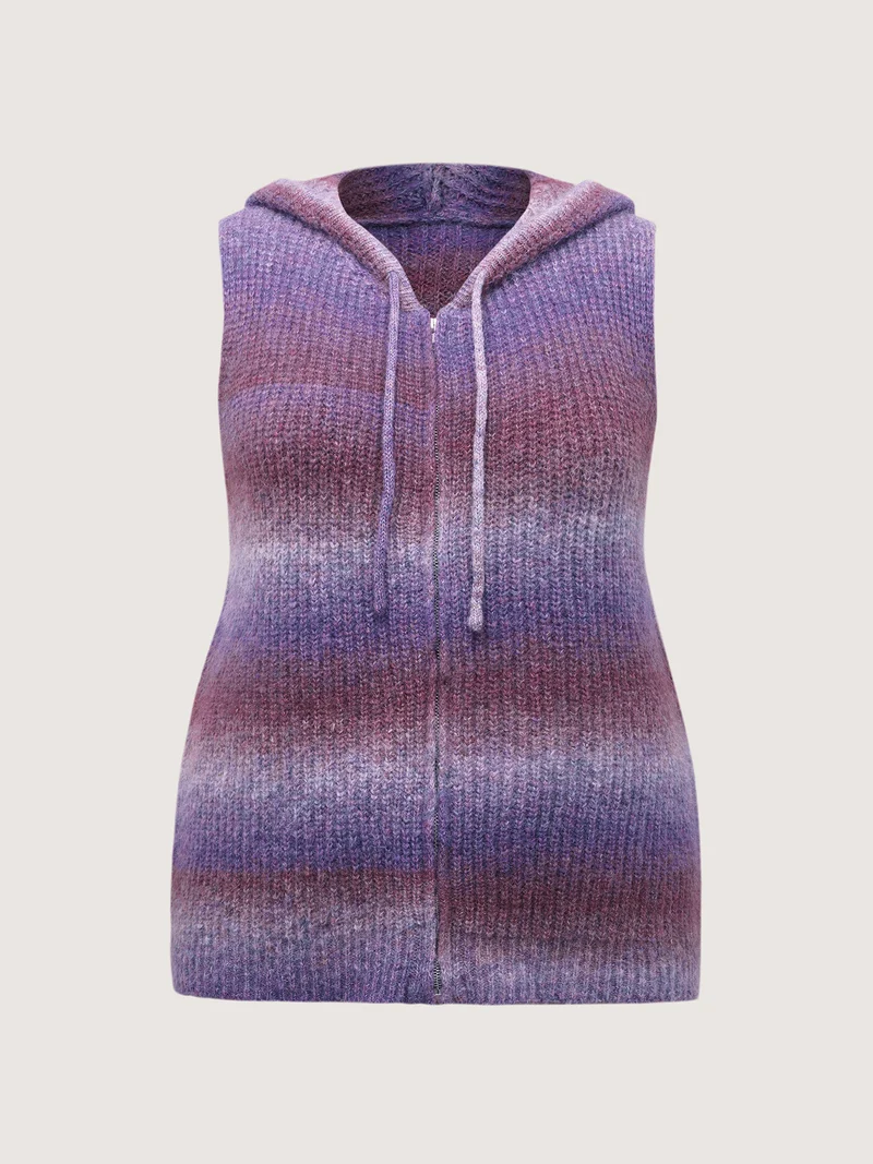 Stretchy Heather Hooded Zipper Knit Cardigan