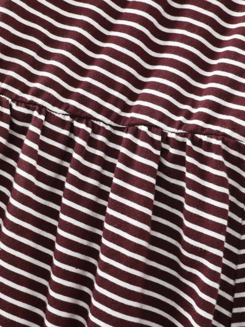 Stripe Scoop Neck Cinched-Waist T-Shirt