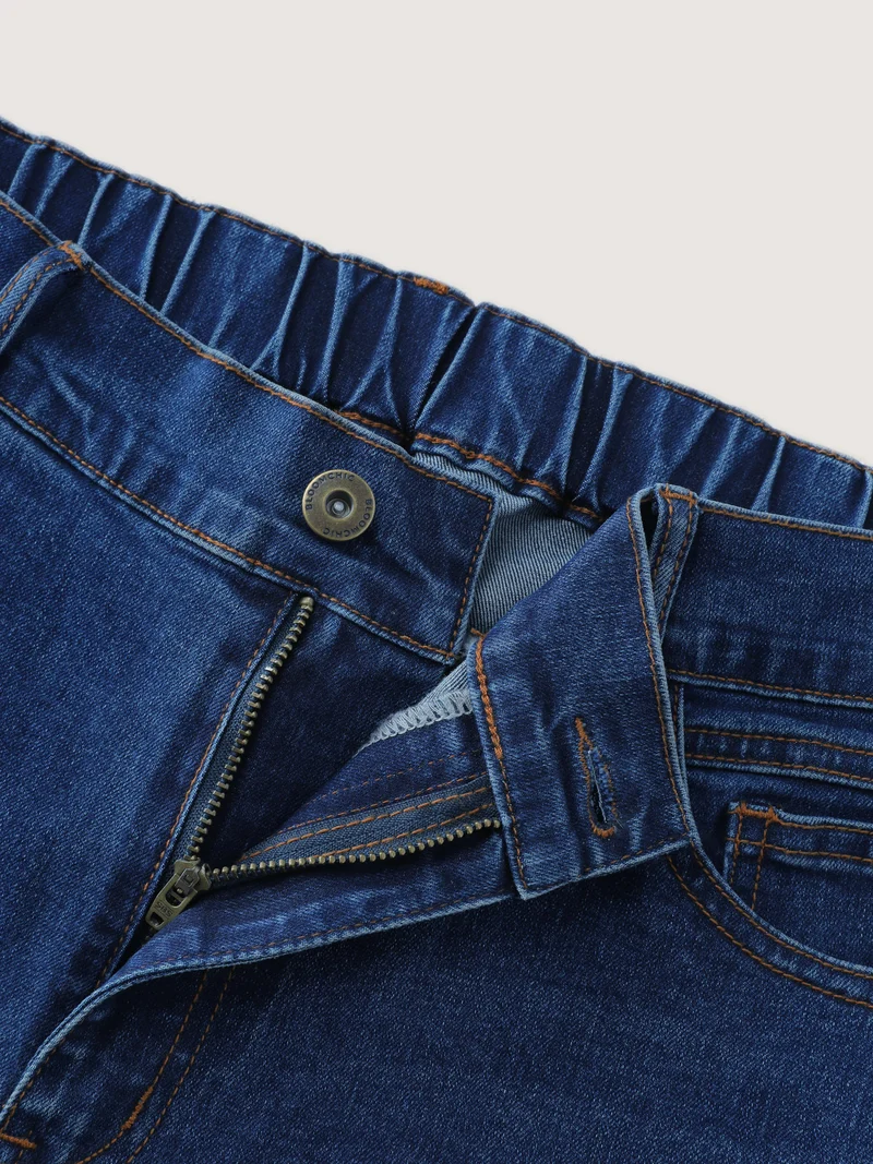 Stretchy Waistband Wide-Leg Jeans